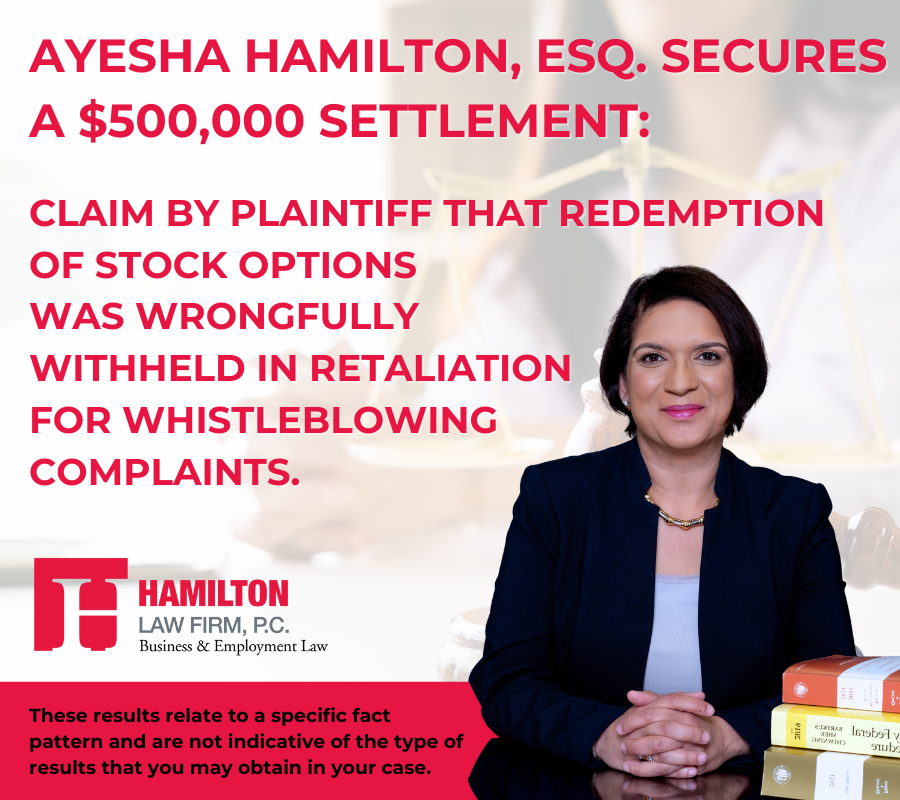 Ayesha Krishnan Hamilton, Esq. secures a $500,000 Settlement